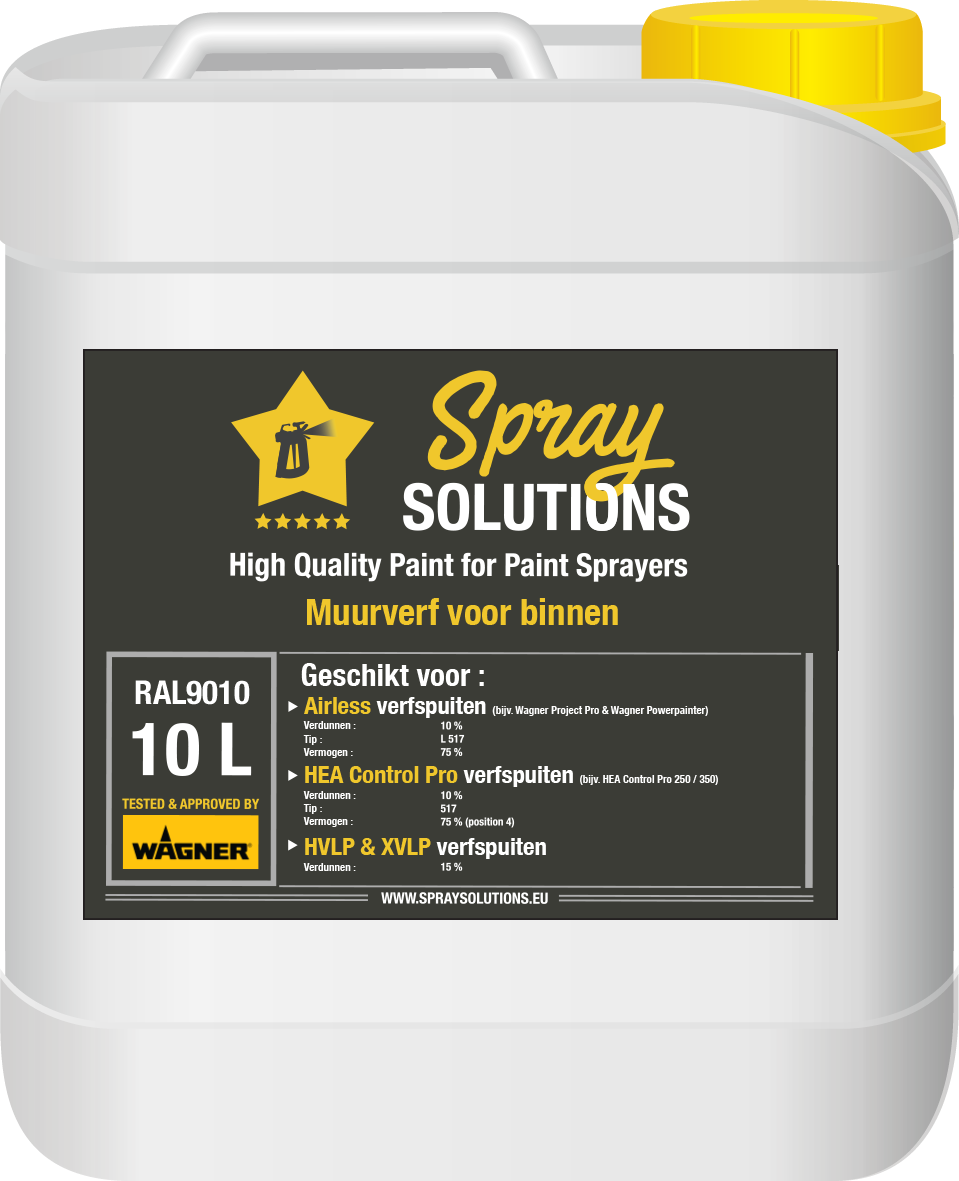 Muurverf 10 liter RAL9010 - Spray Solutions