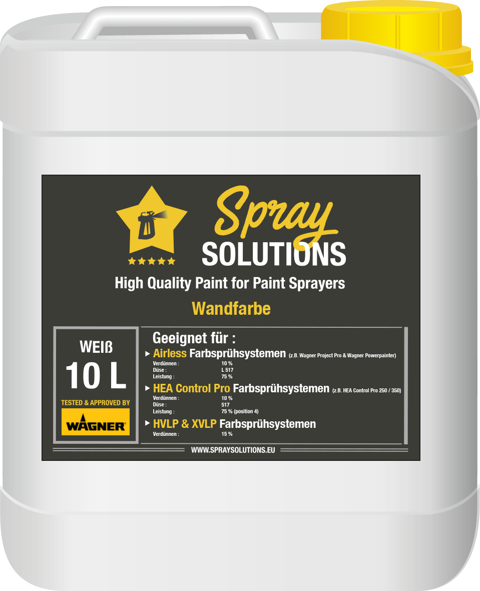 SpraySolutions - Wandfarbe Weiß - 10 Liter